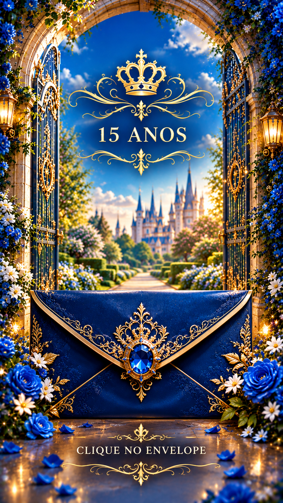 Capa de 15 anos com envelope azul